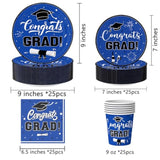 2025 Graduation Party Decorations, 195Pcs Class Of 2025 Decorations Include Congrats Grad Banner, Backdrop, Tablecloth,Ballons,Graduation Paper Plates,Cups And Napkins