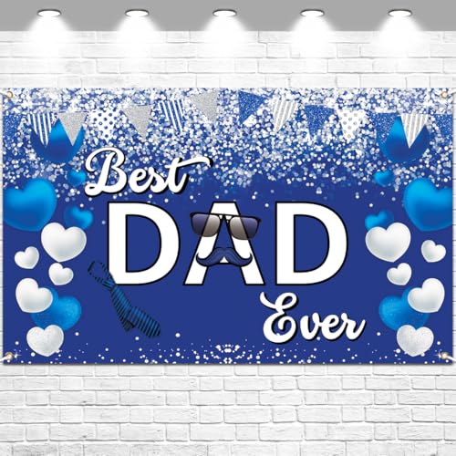 Happy Father's Day Banner Decoration Backdrop Best DAD Ever Blue