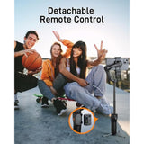 Gimbal Stabilizer For Iphone, 3-Axis Phone Gimbal, Magnetic Ai Tracker, Built-In Extendable Rod & Tripod, Detachable Remote Control, Gimbal Stabilizer For Travel, Vlog, Tiktok, Black