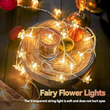 Flower String Lights 15 Ft 30 Led Fairy Christmas Lights Battery Operated Indoor&Outdoor Twinkle Lighting Bedroom Decor