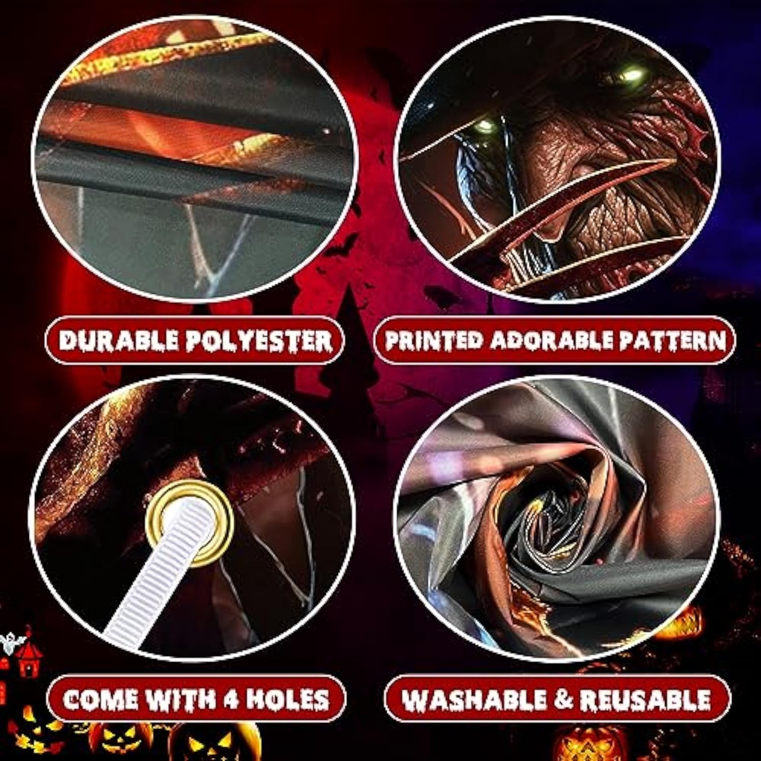 Scary Halloween Banner Classic Horror Movie Character Door Cover Backdrop Party Decor