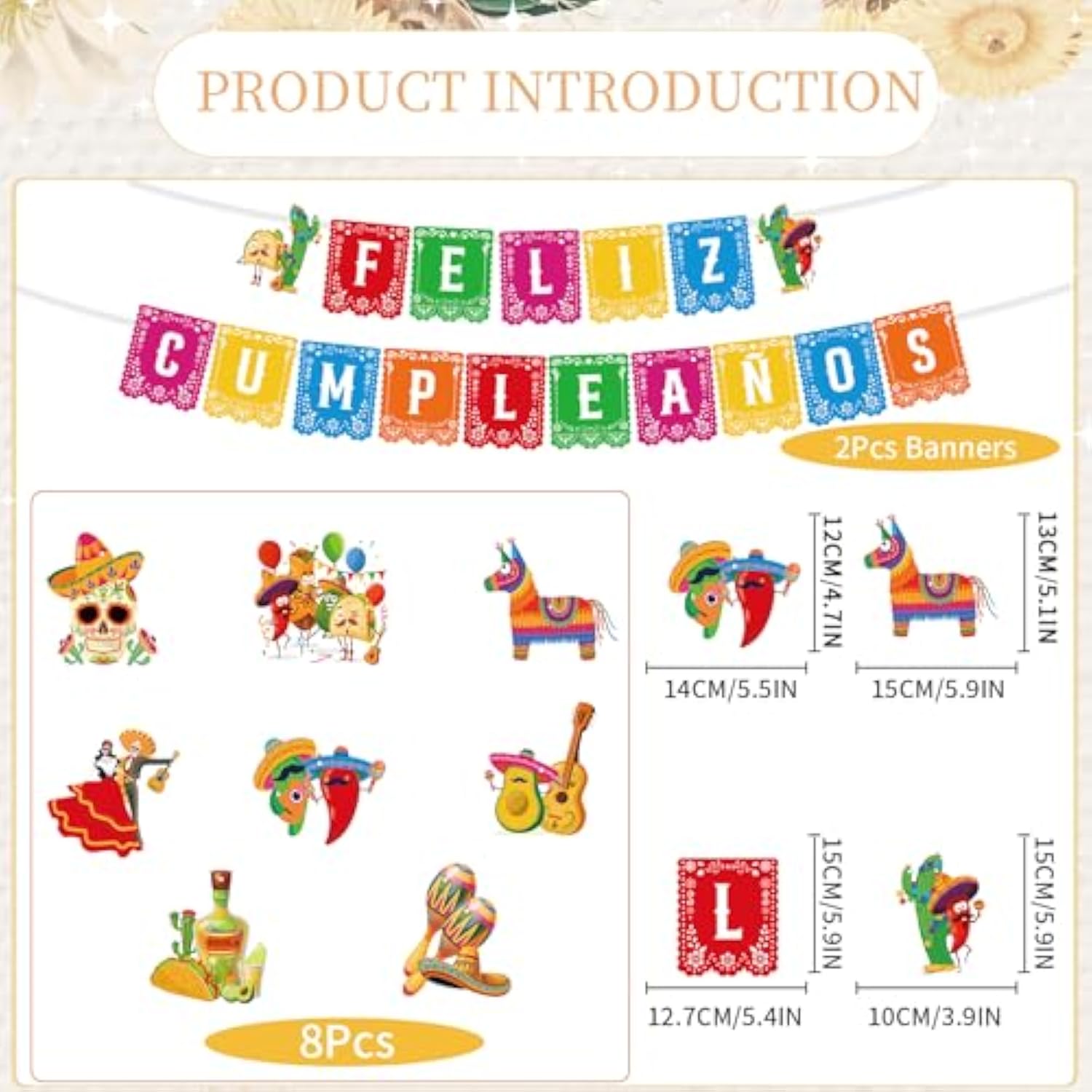 Mexican Birthday Party Decorations - 10Pcs Mexican Party Decorations Feliz Cumpleaños Banner Hanging Swirls Decoration Fiesta Themed Día De Los Muertos Cinco De Mayo Birthday Decor Supplies