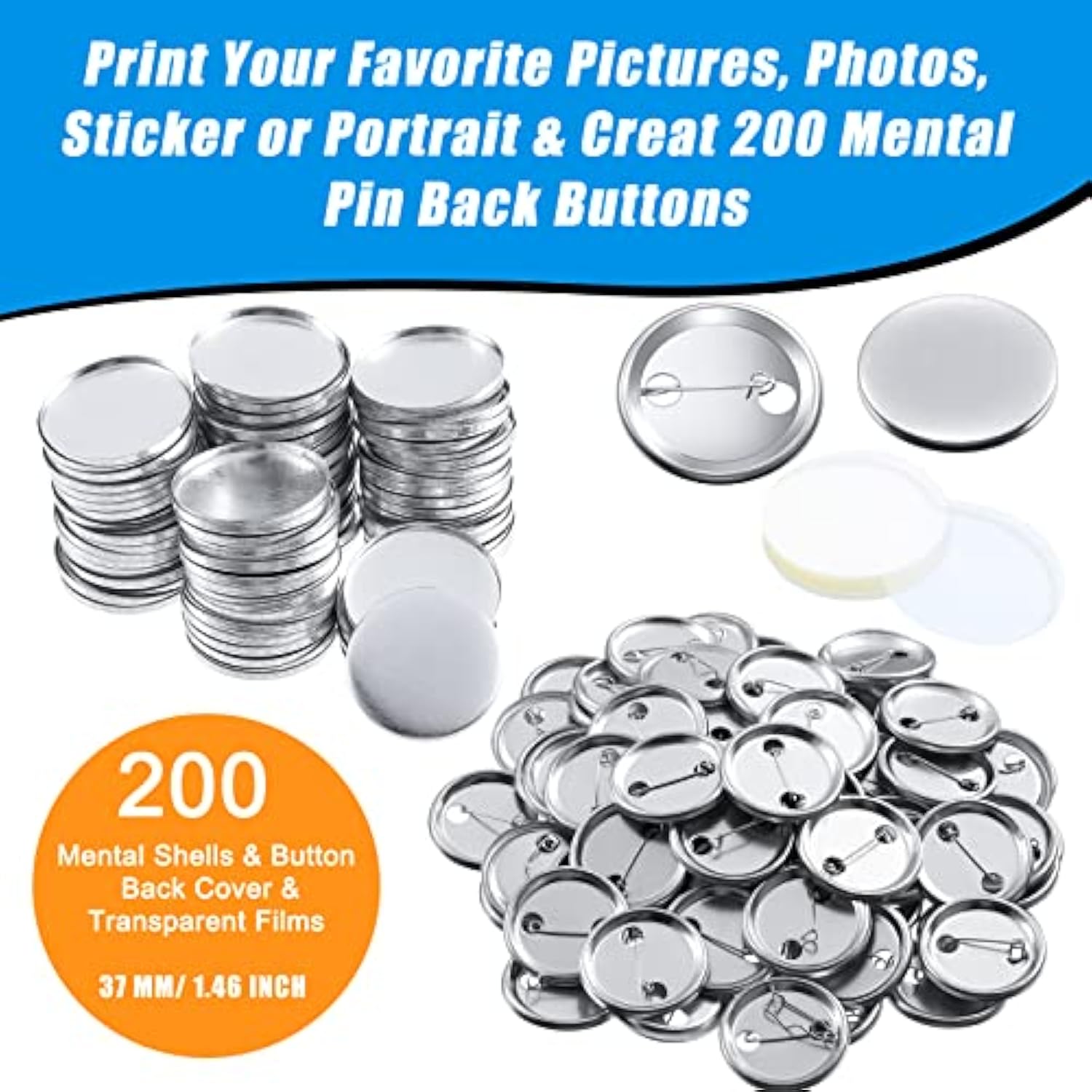600 Pieces Blank Button Making Supplies Round Badge Button Parts Metal