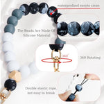 Silicone Beaded Phone Wrist Strap,Phone Bracelet Strap With Tether Tab,Elastic Hands-Free Wristlet Strap (Black)