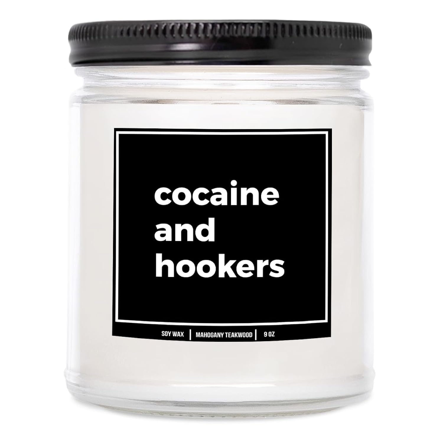 You Nique Designs Cocaine And Hookers Candle 9Oz, Adult Humor White Elephant Gifts Ideas, Funny Gag Gifts For Adults - Surprise For White Elephant Party (Mahogany Teakwood)