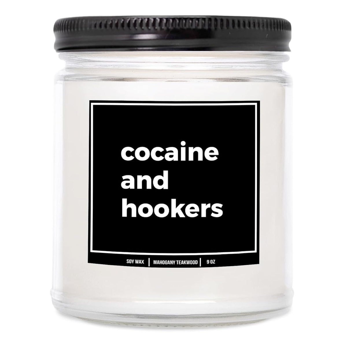You Nique Designs Cocaine And Hookers Candle 9Oz, Adult Humor White Elephant Gifts Ideas, Funny Gag Gifts For Adults - Surprise For White Elephant Party (Mahogany Teakwood)