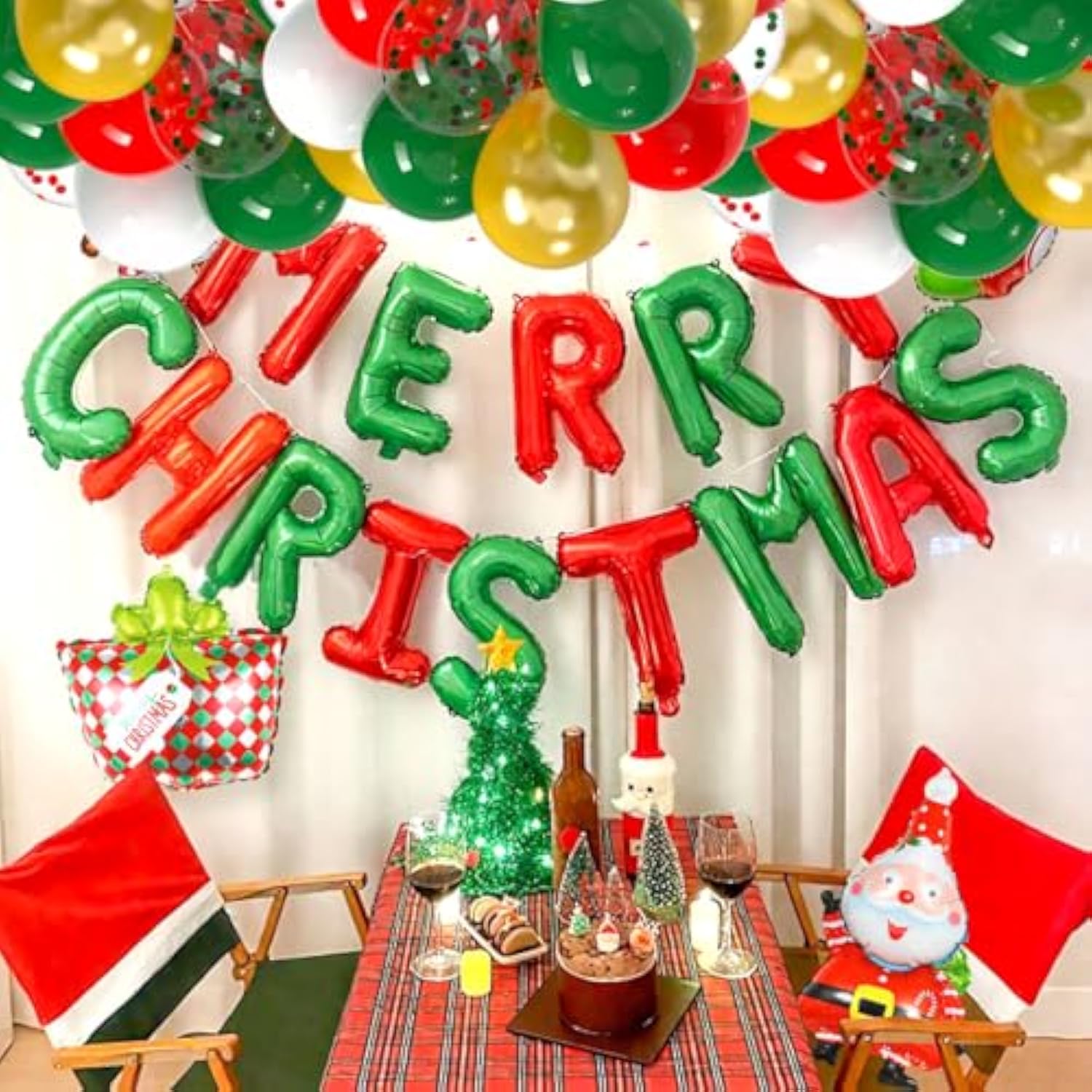 50 Pc Red Green Gold White Christmas Balloons 12 Inch for Party Decorations