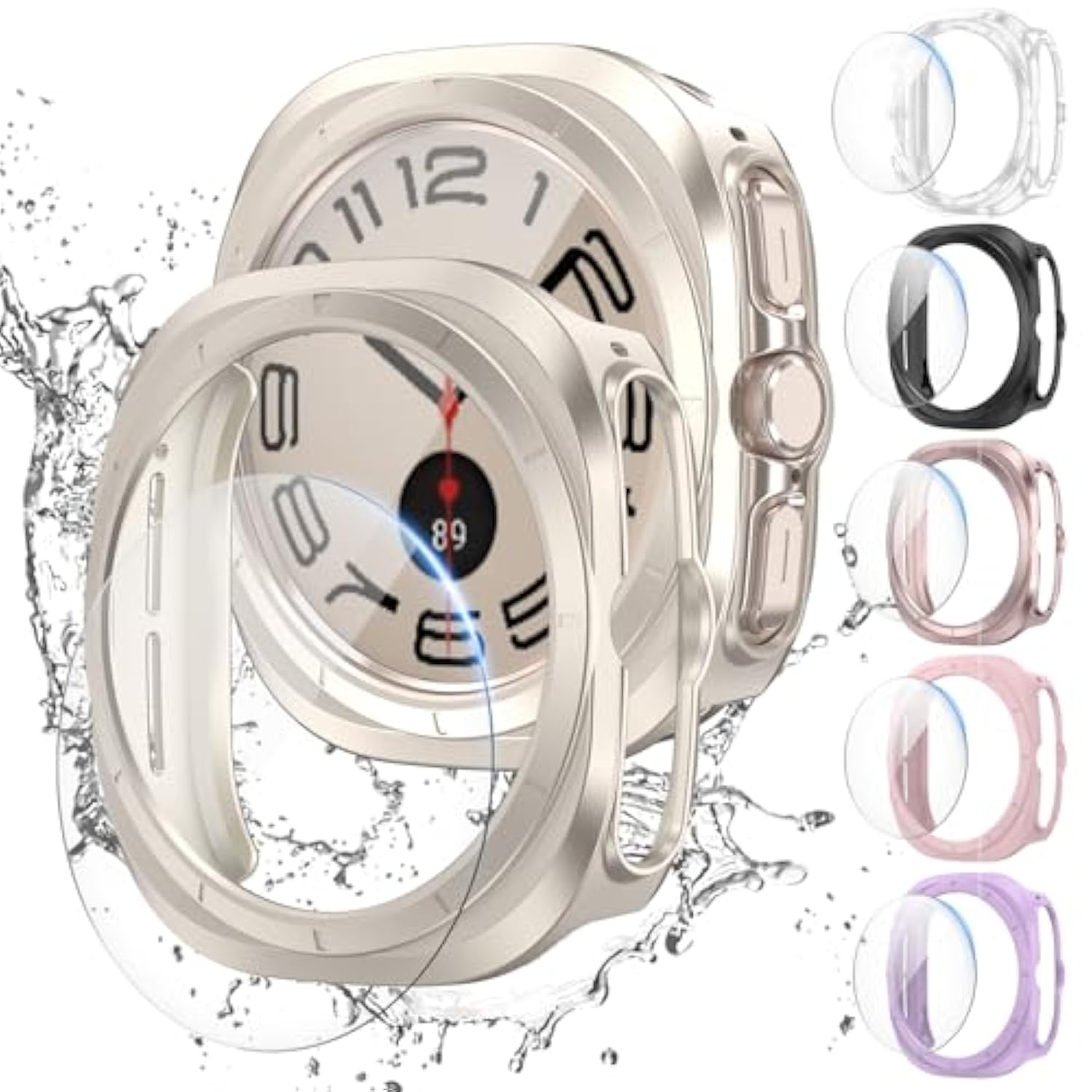 6+6 Pack Galaxy Watch 7 Ultra 47Mm Screen Protector- Protective Case+Tempered Glass Screen Protector Full Coverage Hard Pc Protective Cover Hd Thin Cover For Samsung Galaxy Watch 7 Ultra 47Mm Women