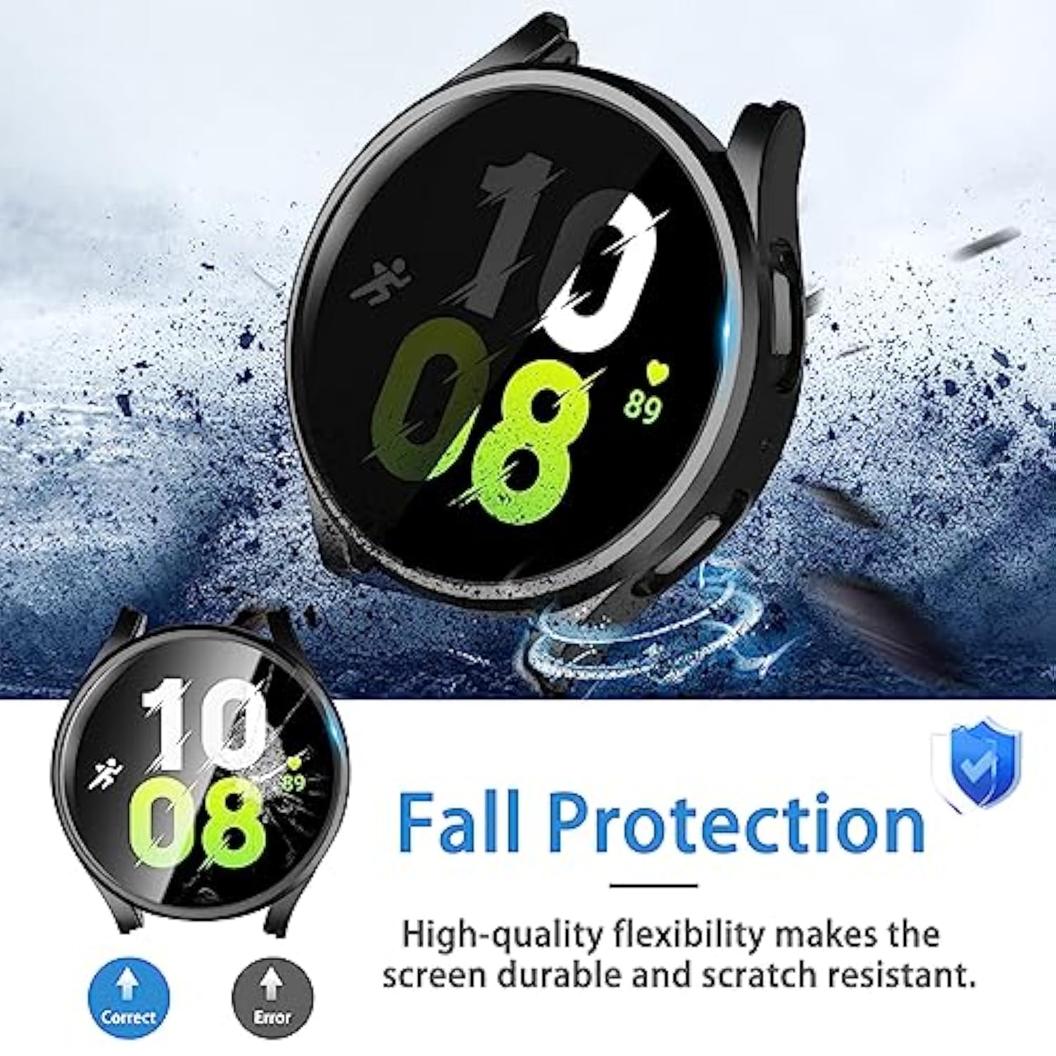 4+4 Pack For Samsung Galaxy Watch 5/4 44Mm Smartwatch Case, [Anti-Peeping] Tempered Glass Privacy Screen Protector+ All-Round Pc Matte Protective Cover Bumper