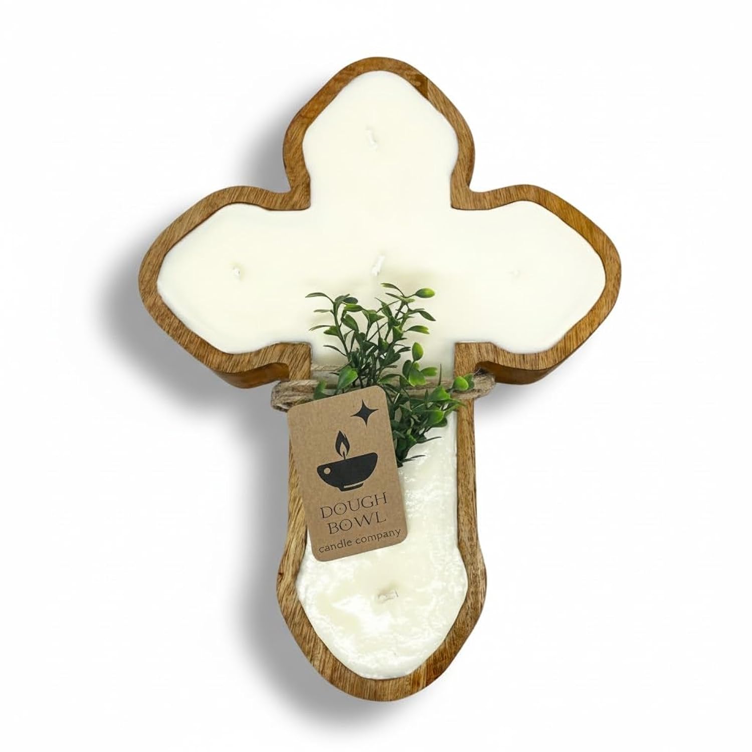 Dough Bowl Candle Co. Prayer Candle - 14" X 10" X 2" 6 Wick Religious Candles, Spiritual Prayer Bowl With 100% Soy Wax, Long Lasting, Fragrant Scented Wooden Cross For Altar Supplies