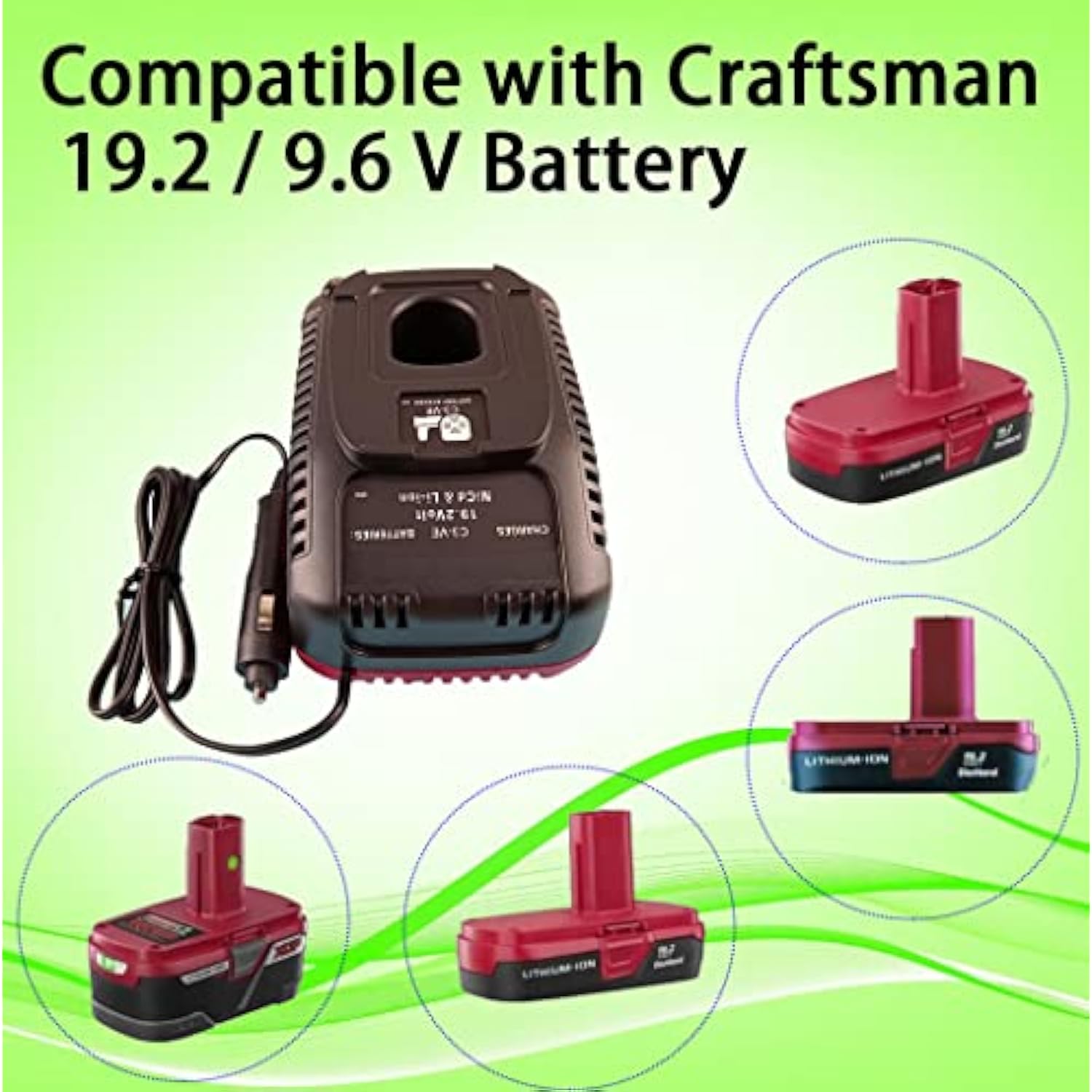 Compaitble With Craftsman 9.2V-19.2V Vehicle Charger,Car Battery Charger For Craftsman Tools 19.2-Volt C3 Xcp Lithium-Ion & Ni-Cad Diehard