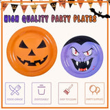 96Pcs Halloween Plates and Napkins Set Pumpkin Bat Ghost Disposable Tableware Serve 24