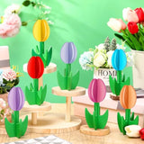 14 Pcs 14 Pcs Spring Decor Wooden Tulips Tiered Tray Decor Multicolor Tulip Table Centerpieces Spring Table Sign Decoration For Home Office Desk Shelf Mother'S Day Party Decoration (Cute)