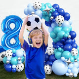 94Pcs Soccer 8th Birthday Balloon Kit Blue Teal Decor for Boys Party