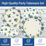 140Cps Blueberry Paper Party Supplies, Disposable Paper Blueberries Fruit Dessert Tableware Set,For Blue Berry Fruits Summer Spring Birthday Tea Party Bridal & Baby Shower Tableware