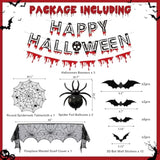 Halloween Fireplace Decorations Red Blood Drip Banner Spider Balloons Bat Stickers