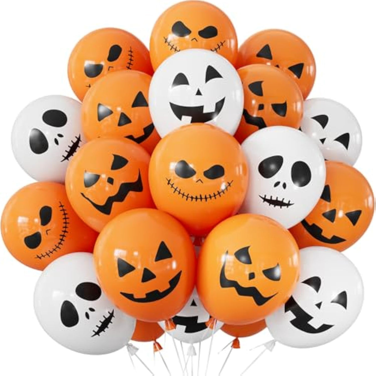 Halloween Balloon Set 50PCS Orange White Ghost Pumpkin Balloons for Spooky Birthday Party Decor