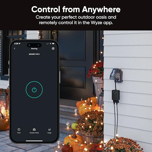Plug Outdoor, Dual Outlets Energy Monitoring, Ip64, 2.4Ghz Wifi Smart Plug, Works With Alexa, Google Assistant, Ifttt, No Hub Required, Black