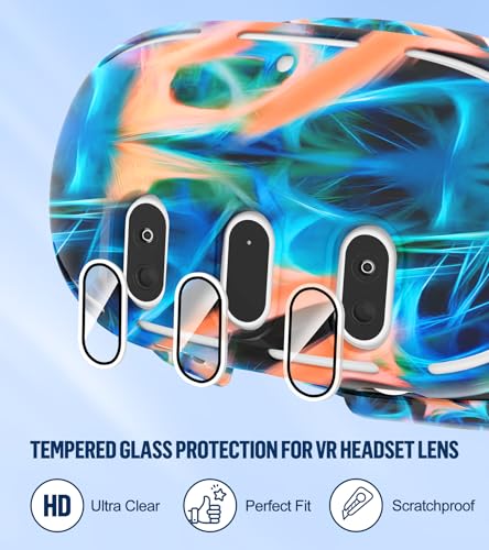 Silicone Cover Set Compatible With Meta/Oculus Quest 3 Accessories, Controller Grips, Vr Shell Cover, Facial Interface Cover, Protective Lens Cover, Tempered Glass Lens Caps, Not Fit Quest 3S