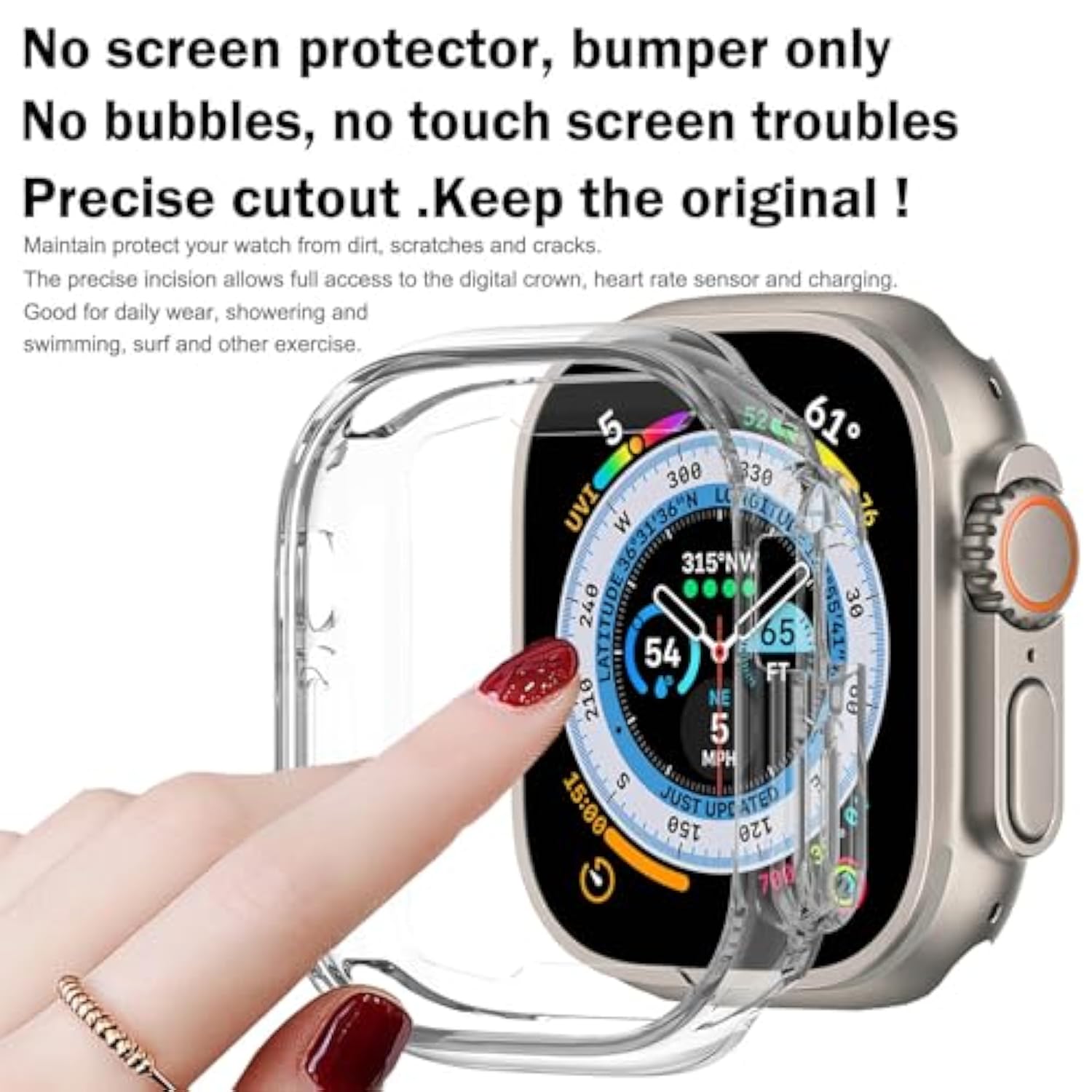 Compatible With Apple Watch Bumper Case Ultra 3(2025)/Ultra 2 / Ultra 49Mm Soft Flexible Tpu Thin Lightweight Protective Cover For Iwatch [No Front Screen Protector]