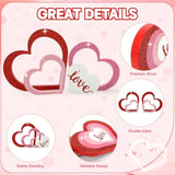 Wooden Hearts Valentine'S Day Decorations Indoor, Wood Heart Blocks Tiered Tray Decor Set Of 4, Red Pink White Valentine Decoration For Table Desk Home Party Office Shelf Door (Glitter)