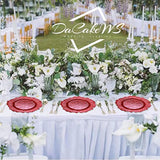 Red Reef Charger Plates 13Inch, Set 10Pcs Plastic Floral Charger Plates Wedding For Dinner,Wedding,Party,Event,Decoration(Reef Red 10)