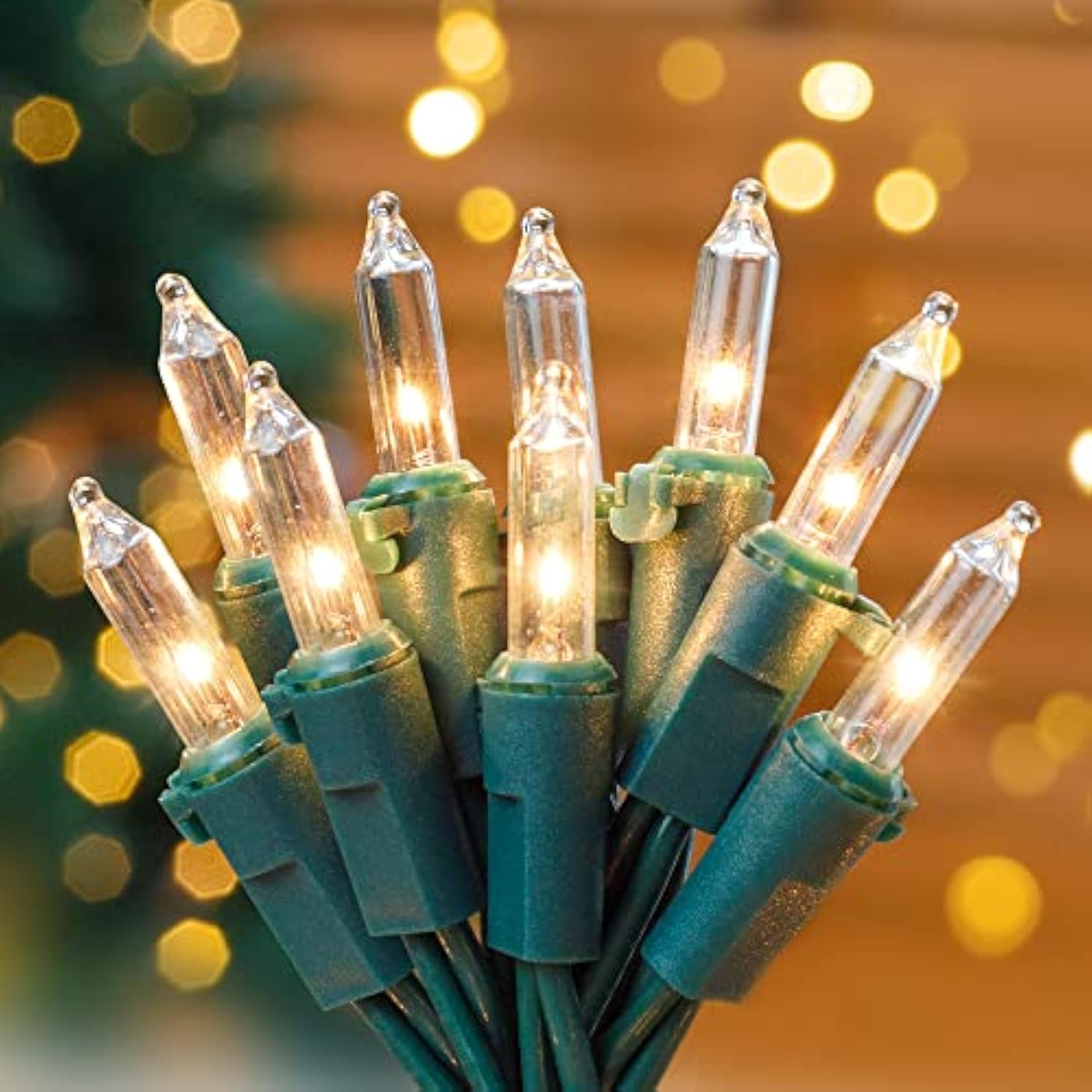 Clear Christmas Lights Set 2Pack 50Count 13Feet Incandescent Bulb Mini String Lights For Indoor Christmas Tree Garland B