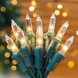 Clear Christmas Lights Set 2Pack 50Count 13Feet Incandescent Bulb Mini String Lights For Indoor Christmas Tree Garland B