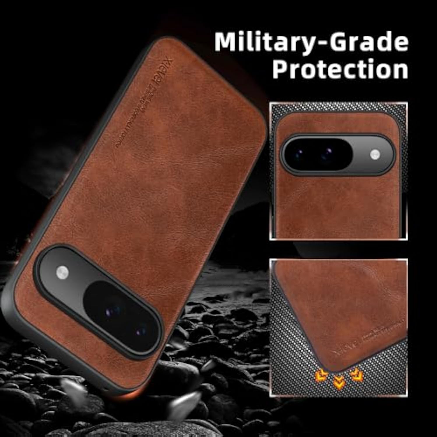 For Google Pixel 9/Pixel 9 Pro Case, Pu Leather Thin Slim Case Soft Bumper Shockproof Protective Phone Cover For Pixel 9/9 Pro(Brown)