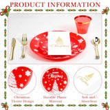 175 Pcs Christmas Plastic Dinnerware Merry Christmas Plate Set 25 Dinner Plate 25 Dessert Plate 25 Napkin 25 Fork 25 Knives 25 Spoon 25 Cup For Xmas Holiday Party Supplies Serve For 25