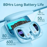 Ear Buds Wireless Earbuds Bluetooth Headphones with 80H Playtime LED Display Case, Over-Ear Hook with Mic, Stereo Sound, Easy Button Controls, Sports