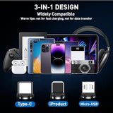 Magnetic Charging Cable 5-Pack (1.6/3.3/3.3/6.6/6.6Ft), 540° Rotating Magnetic