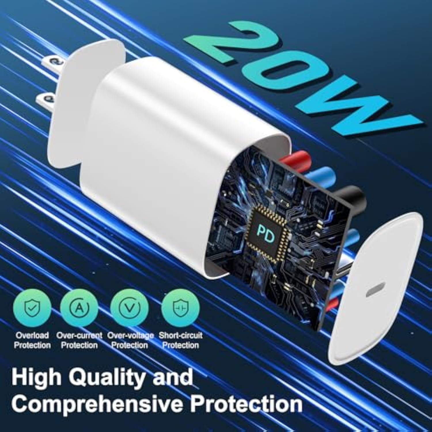 Fast Charger 20W USB-C + 10FT MFi Lightning Cable for iPhone & iPad