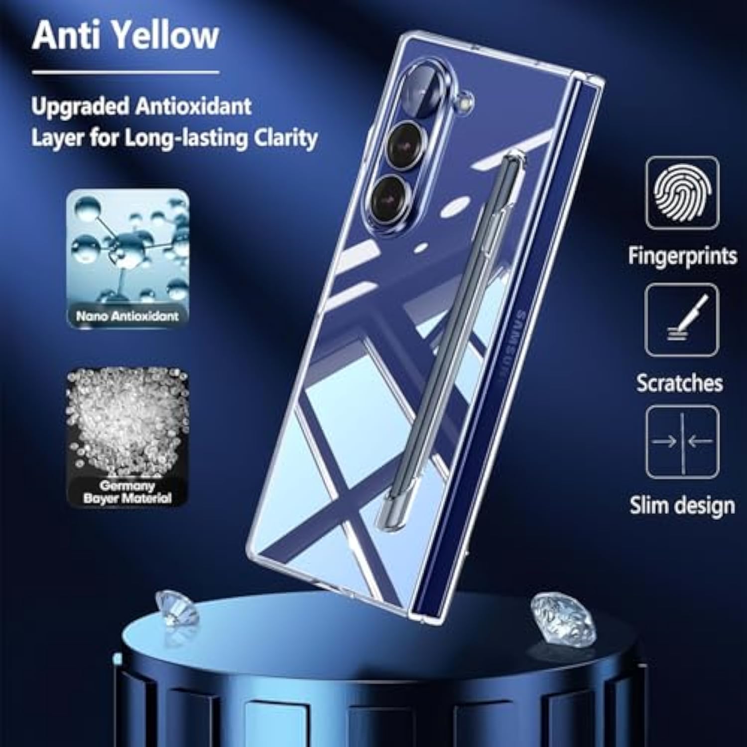 For Samsung Galaxy Z Fold 7 Case With S-Pen Holder Slot,Samsung Z Fold 7 Phone Case Built-In Screen Protector Full Cover Shockproof Protective Cover For Galaxy Fold Z7 5G,Crystal Clear