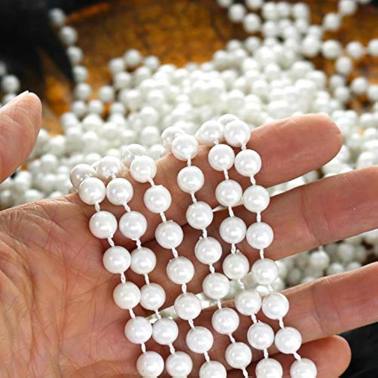 24 Pcs 7Mm White Pearl Bead Necklaces, Bulk Faux Pearl Necklaces, Mardi Gras Beaded Necklaces For Wedding, Birthday, Tea Party Favors, Gatsby Theme Decorations