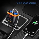 Pd20W Usb-C Qc3.0 Fast Charger Car Adapter 120W 2-Socket Cigarette Lighter Adapter 12/24V With Dual Usb-A Separate Switch Led Voltmeter Replaceable Fuse For Gps/Dash Cam/Phone/Ipad