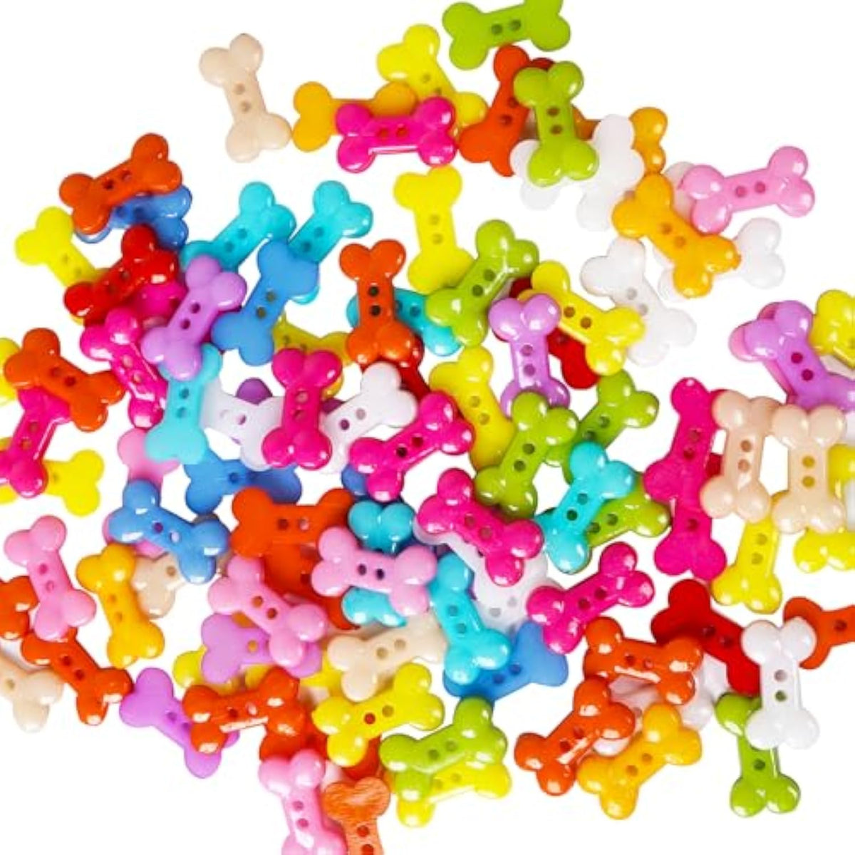 100Pcs Pet Dog Bone Toy Plastic Buttons 2 Holes Sewing Craft 18Mm