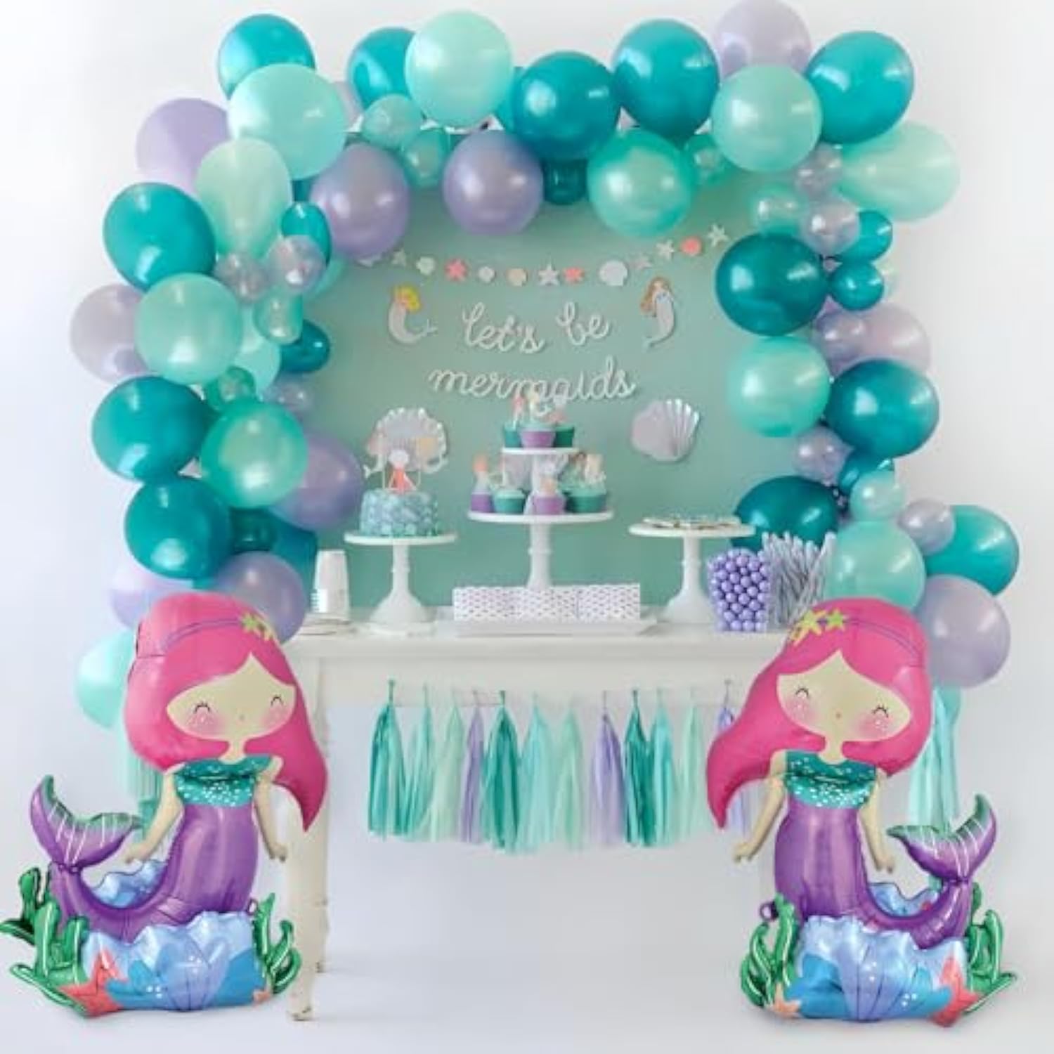 26" self-standing mermaid foil balloons, pack of 2 for mermaid birthday parties
