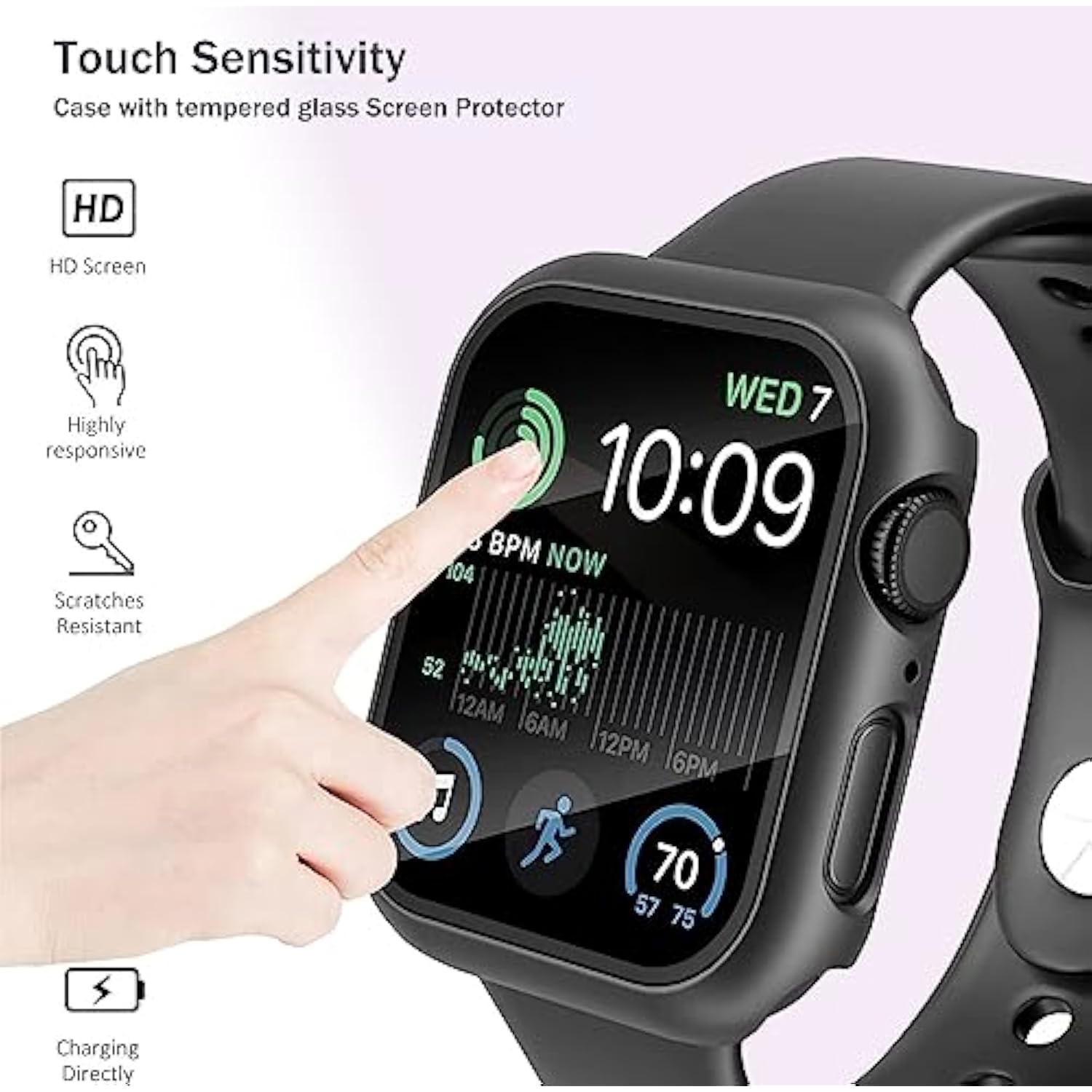 Screen Protector Compatible With 41Mm Apple Watch Series 7, 8, 9 - 12 Pack Tempered Glass, Full Scratch-Resistant Protective Cover Bumper