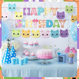 43 Pieces Cartoon Doll Cat Birthday Party Banner And Hanging Swirl Party Decorations Happy Pet Banner For Themed Birthday Decor