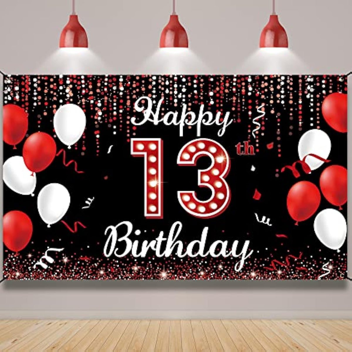 13Th Birthday Backdrop Banner, Happy 13Th Birthday Decorations For Gir