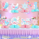 Winter Gender Reveal Party Decorations, What Will Our Little Snowflake Be Gender Reveal Honeycomb Centerpieces He or She Table Decorations Pink Blue for Winter Snowflake Baby Shower