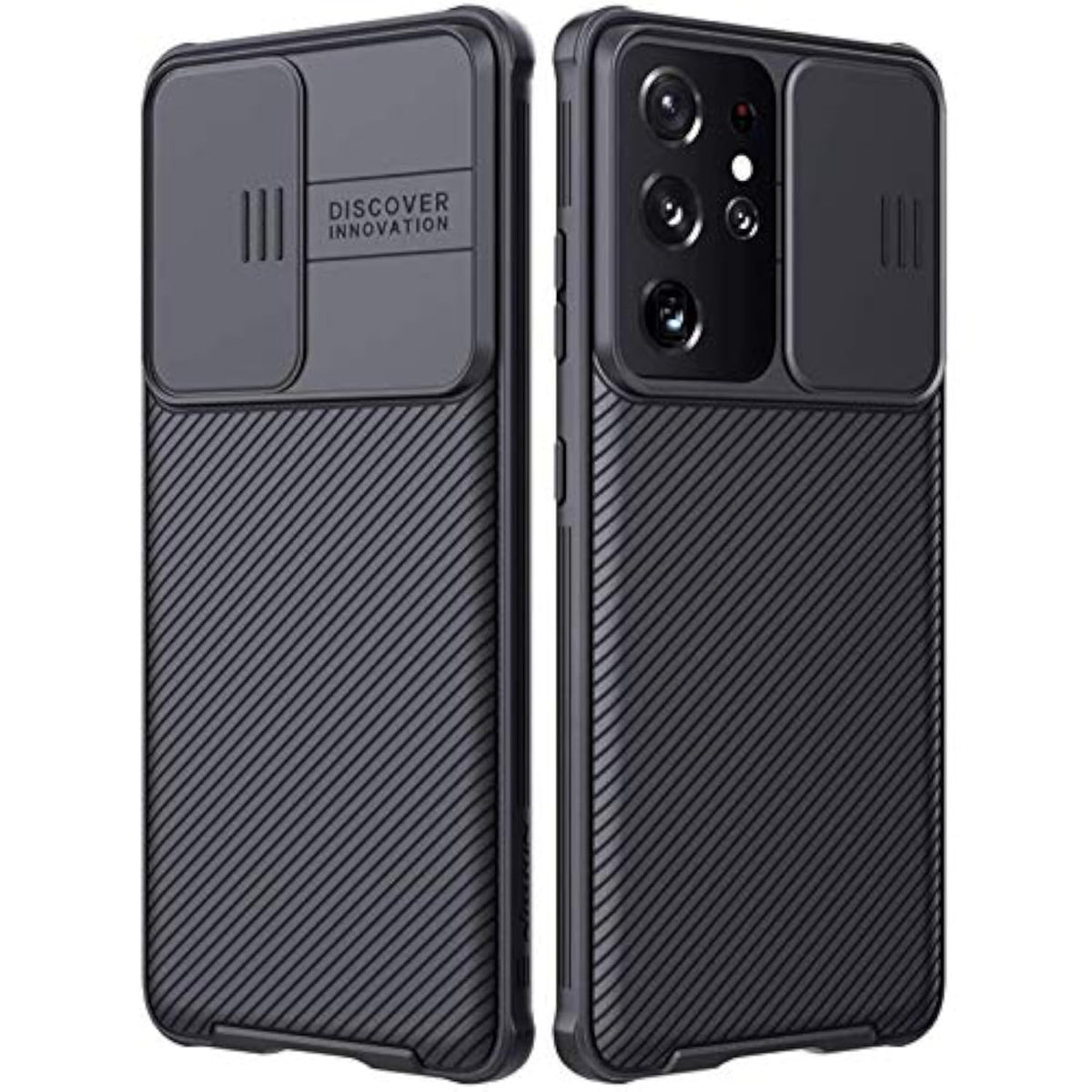 Samsung Galaxy S21 Ultra 6.8" Camera Protection Case with Hard PC Back & Soft Bumper, Protective & Slim Fit, Black