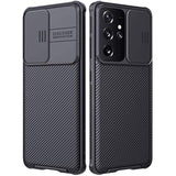 Samsung Galaxy S21 Ultra 6.8" Camera Protection Case with Hard PC Back & Soft Bumper, Protective & Slim Fit, Black