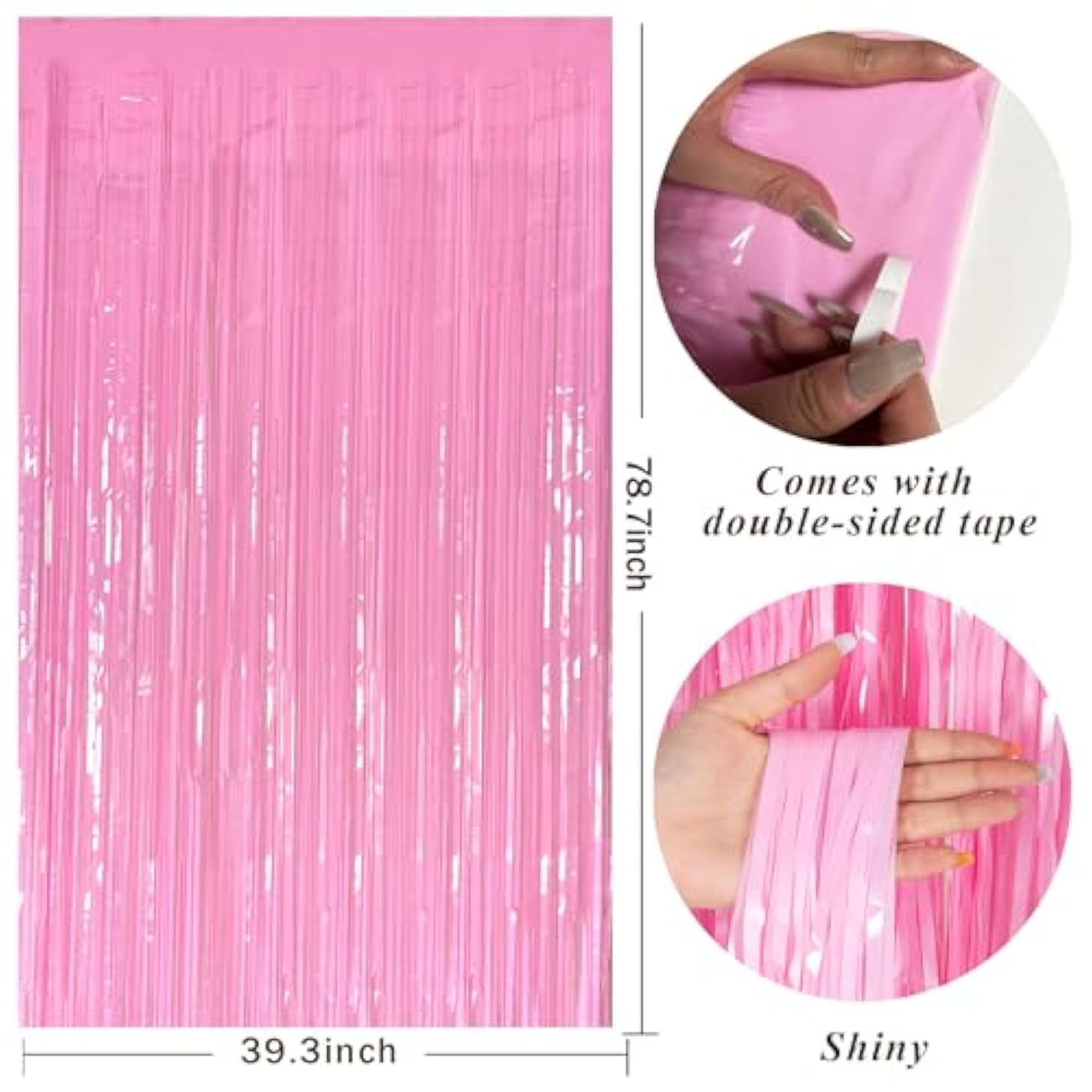 Pastel Pink Foil Fringe Curtains Tinsel Streamer Party Backdrop