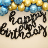 Rose Gold Happy Birthday Balloons Banner | Script/Cursive Rose Gold Letter Balloon Sign For Birthday Party Decor/Decoration | Foil Mylar Happy Birthday Banner