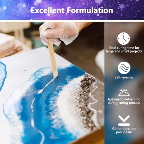 Epoxy Resin 64Oz - Crystal Clear Epoxy Resin Kit - No Yellowing No Bubble Art Resina Casting Resins For Art Crafts, Jewelry Making, Wood & Molds(32Oz X 2)
