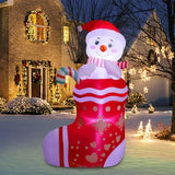 Christmas Inflatables Outdoor Decorations, 5Ft Inflatable Snowman In Xmas Stocking, Lighted Blow Up Snowman Standing On