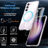 For Samsung Galaxy S23 Case With 200% Stronger Magnetic,S23 Phone Case With Screen Protector,Anti-Yellowing Military-Grade Protection Slim Galaxy S23 Case 5G-Anti-Scratch Shockproof Cover-Clear