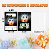 Soccer Birthday Invitations, Sports Birthday Party Invitations For Boys Girls, It'S Game Time Birthday Party Invitation Cards, Party Supplies And Decoration, 20 Cards & 20 Envelopes -A08